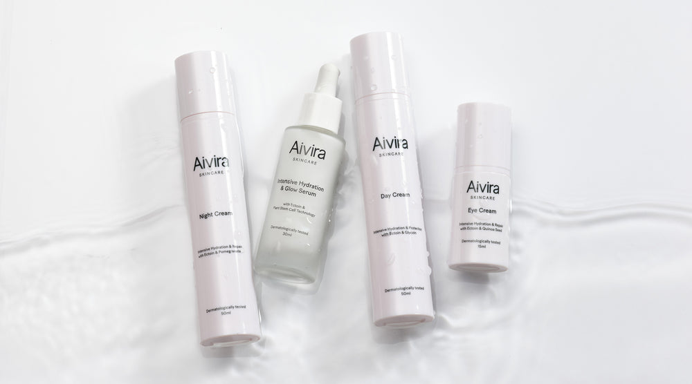 Aivira Skincare products in water