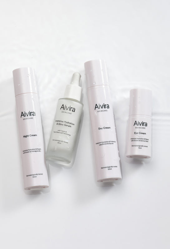 Aivira Skincare products in water
