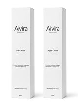 Boxes for Aivira Skincare Day Cream and Night Cream on white background
